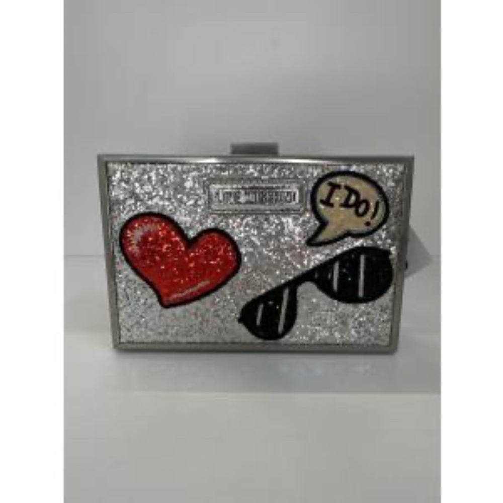 Moschino Love Glitter clutch bag Never worn Silver, Glitter